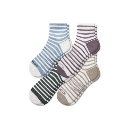 Bombas Women's Coastal Stripe Quarter Sock 4-Pack