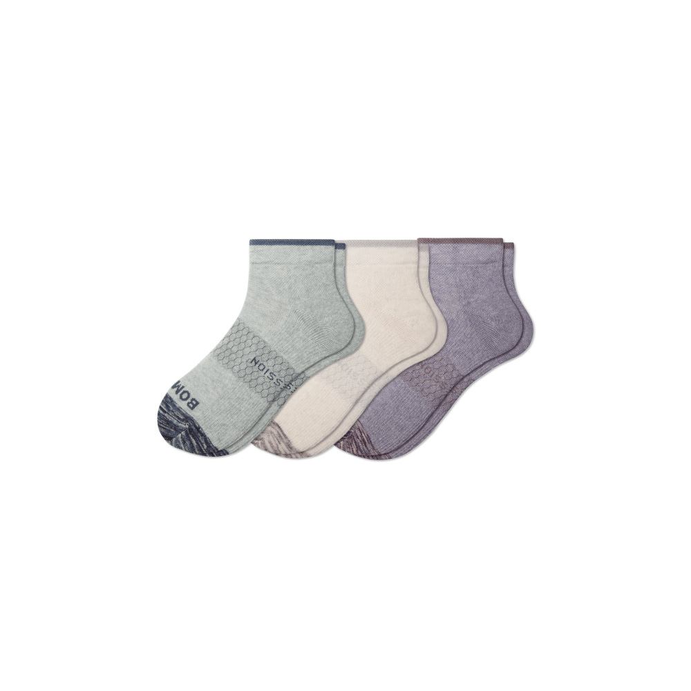 Bombas Women's No Show Ankle Socks 4-Pack – White/Grey, Size Large NWOT