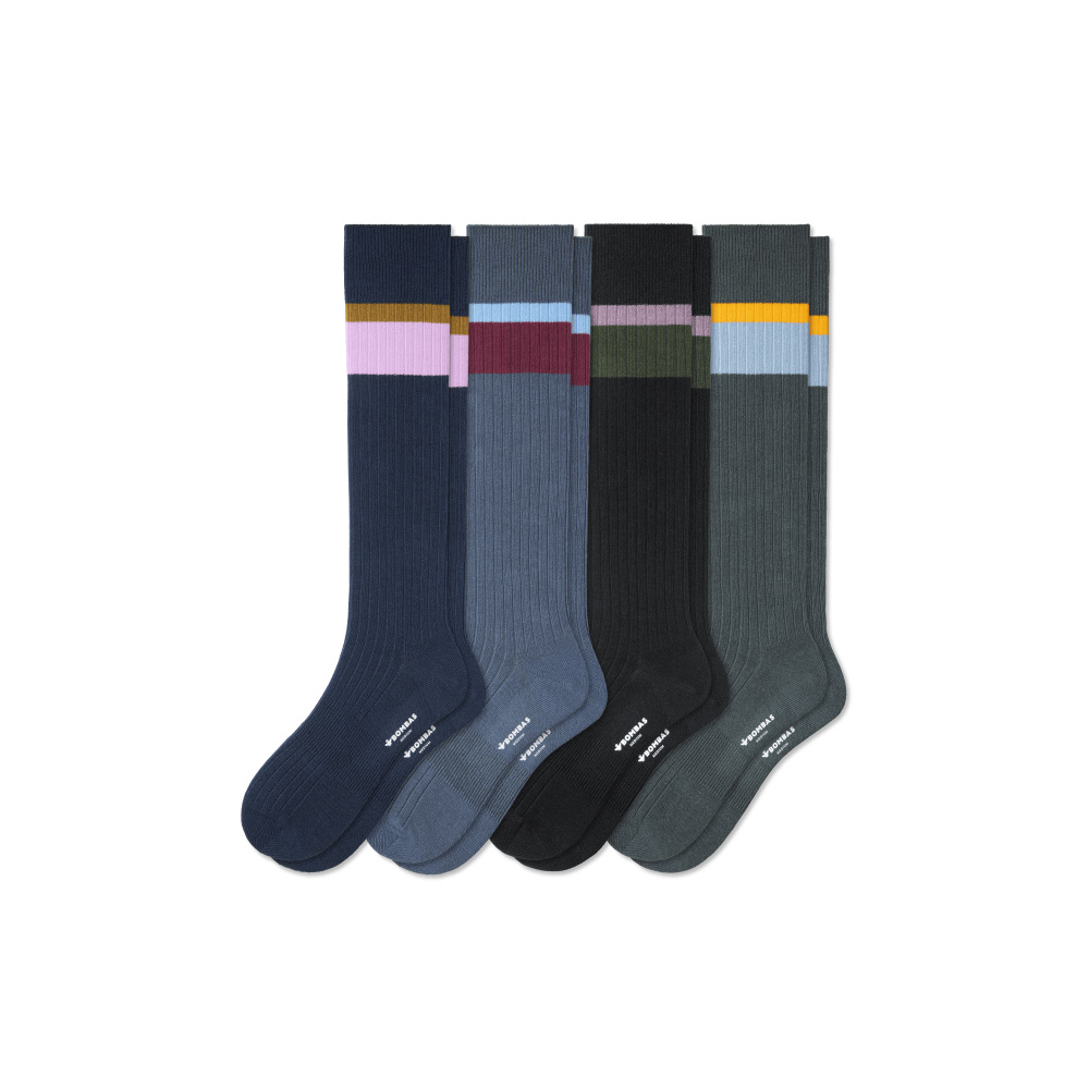 Bombas Men's Ribbed Dress Over the Calf Sock 4-Pack